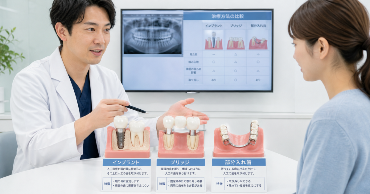 インプラントが他の歯を削らずに自立して固定される仕組み