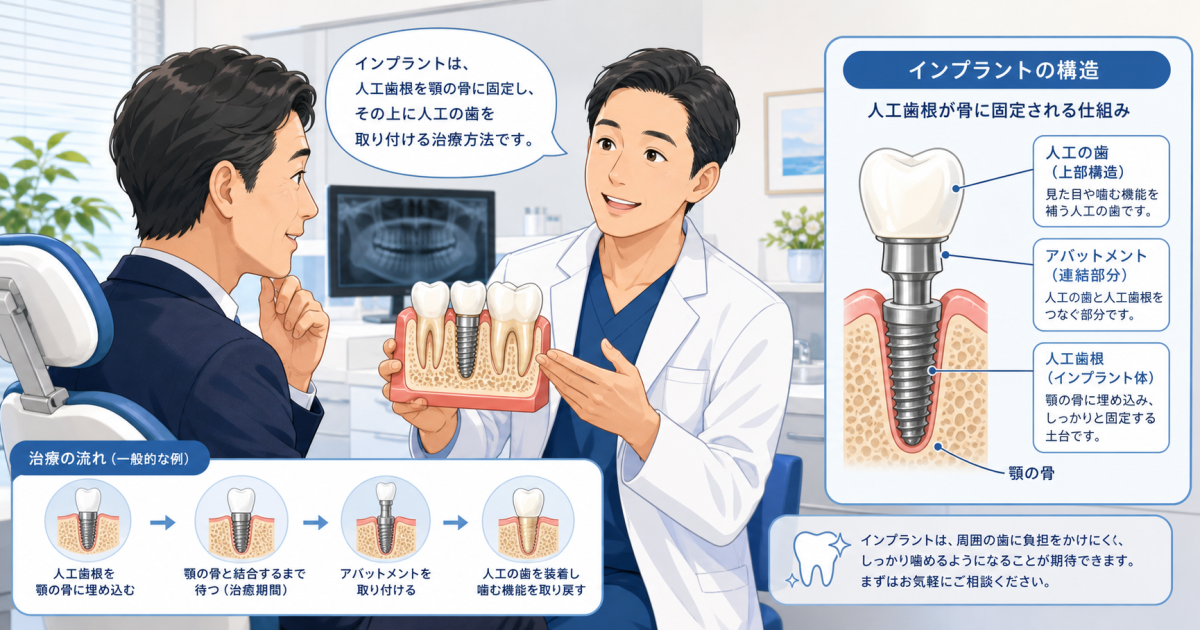 歯を削りたくない40代へ！インプラントの仕組みと他治療との違い