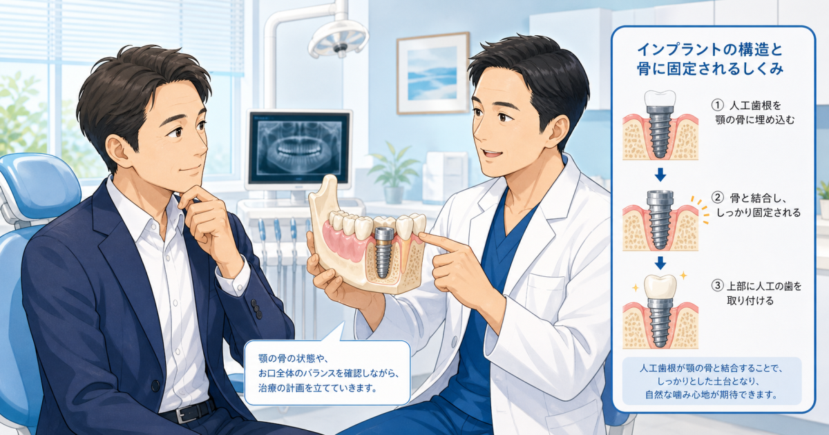 歯を削りたくない方へ！インプラントの仕組みと他治療との違い